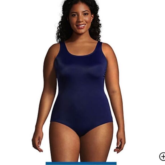 Lands' End Tugless Tummy‎ Control Scoop-neck Blue One Piece Swimsuit Womens 22W - Picture 1 of 7